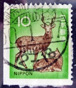ニホンジカ10円切手帳昭和50年櫛型印